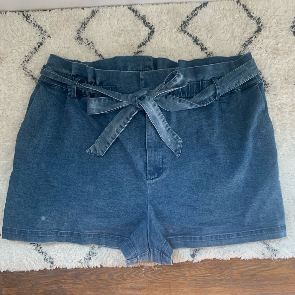 Nina Parker paper bag waist shorts denim size 3x